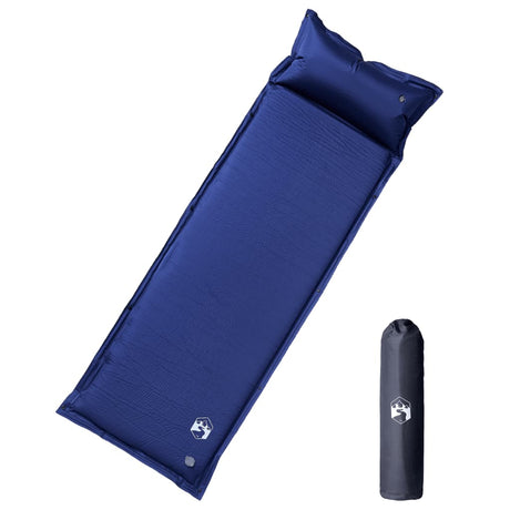VidaXL matelas de camping avec oreiller autogonflant 1 personne bleu marine
