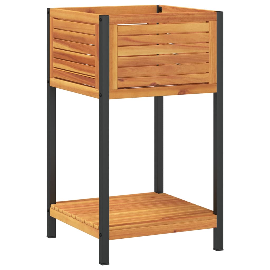 Jardinière Vidaxx avec étagère 45x45x80 cm bois d'acacia massif et acier