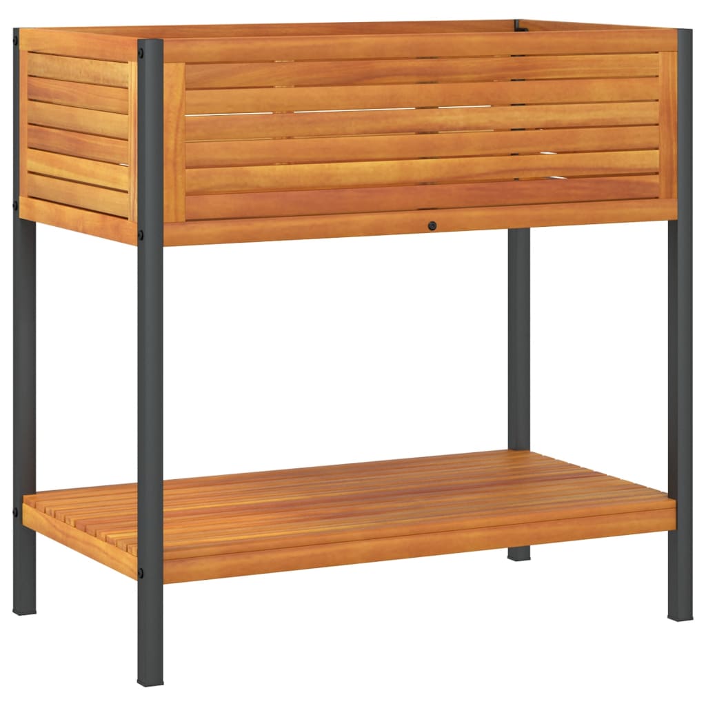 Jardinière Vidaxx avec étagère 80x45x80 cm bois d'acacia massif et acier