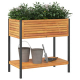 Jardinière Vidaxx avec étagère 80x45x80 cm bois d'acacia massif et acier
