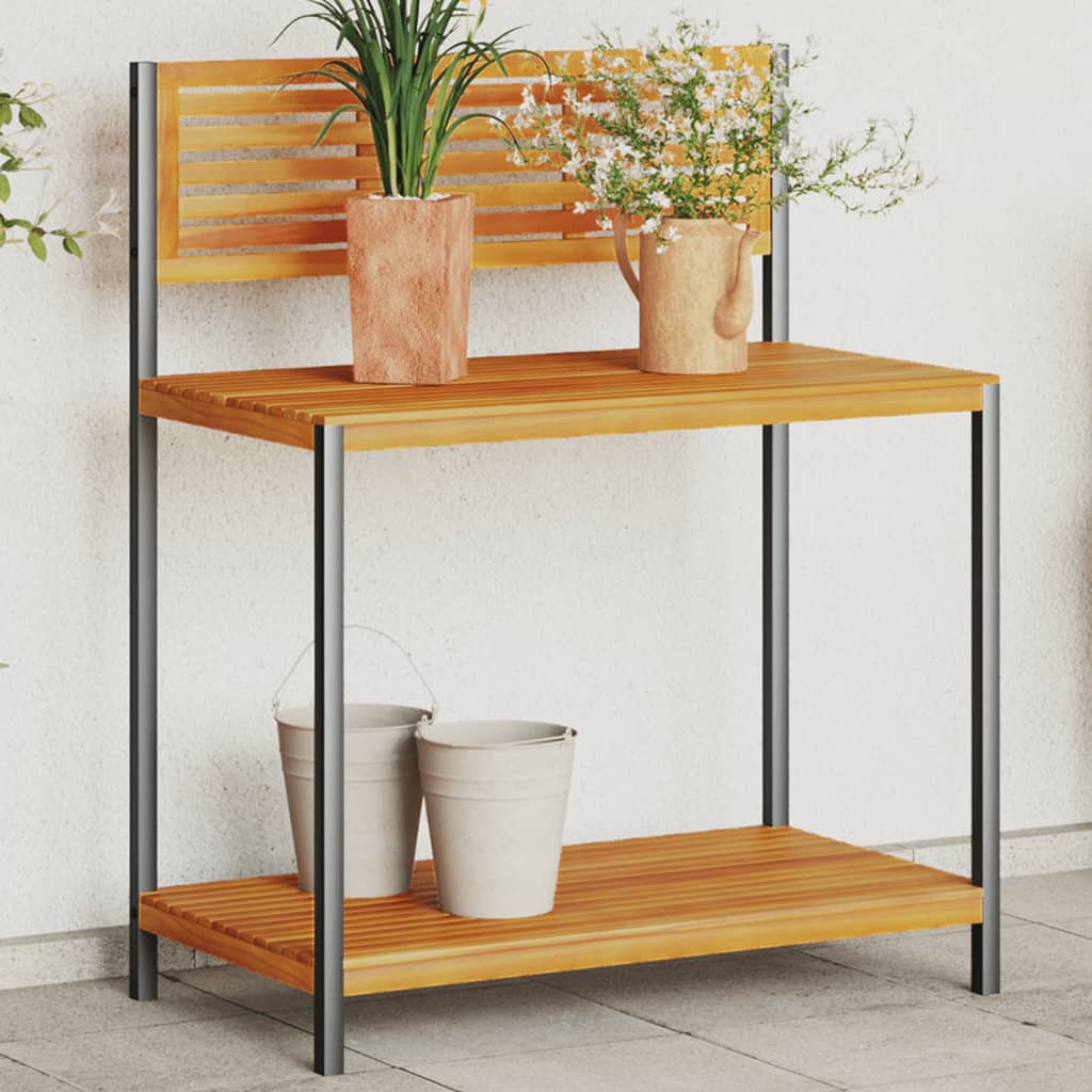 Vidaxxl table de travail de jardin 90x50x110 cm bois d'acacia massif et acier