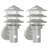 Vidaxx appliques d'extérieur 2 pcs avec capteurs acier inoxydable couleur argent