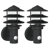 Vidaxx appliques d'extérieur 2 pcs avec capteurs acier inoxydable noir