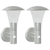 Vidaxx appliques d'extérieur 2 pcs avec capteurs acier inoxydable couleur argent