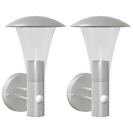 Vidaxx appliques d'extérieur 2 pcs avec capteurs acier inoxydable couleur argent