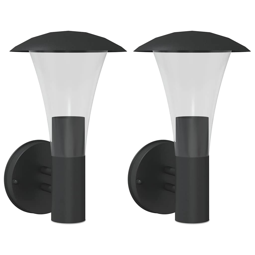 Vidaxx appliques d'extérieur 2 pcs acier inoxydable noir