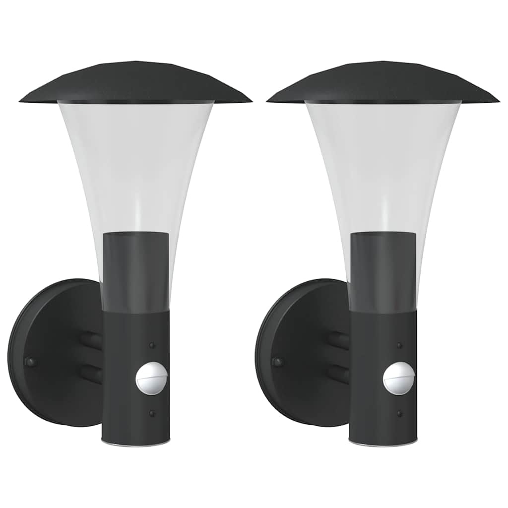 Vidaxx appliques d'extérieur 2 pcs avec capteurs acier inoxydable noir