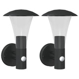 Vidaxx appliques d'extérieur 2 pcs avec capteurs acier inoxydable noir