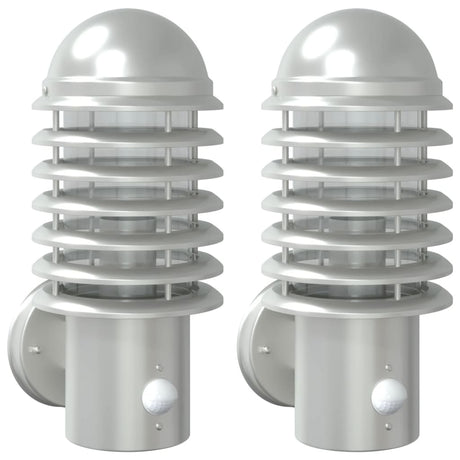 Vidaxx appliques d'extérieur 2 pcs avec capteurs acier inoxydable couleur argent