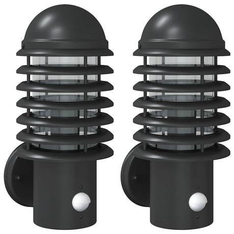 Vidaxx appliques d'extérieur 2 pcs avec capteurs acier inoxydable noir