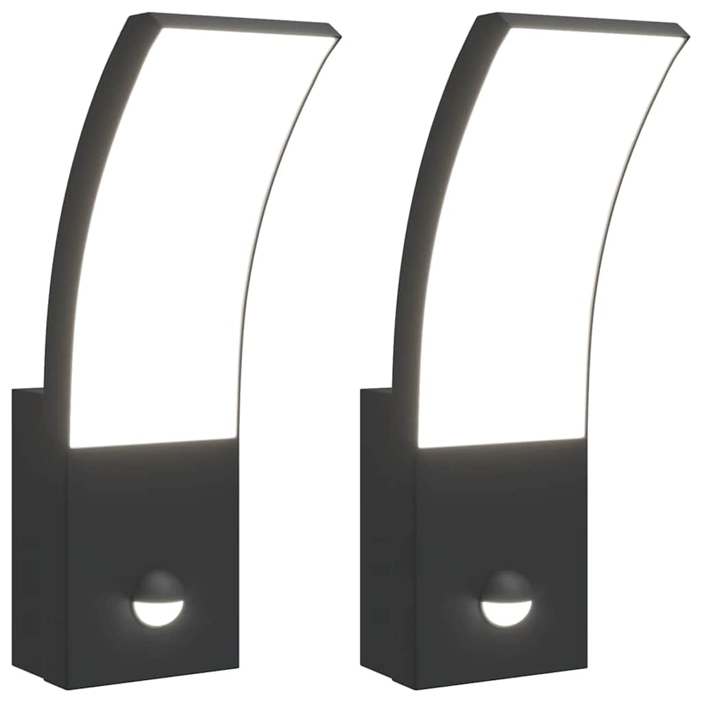 Vidaxx appliques d'extérieur, 2 pcs LED avec capteurs, fonte d'aluminium noir