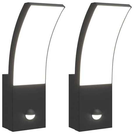 Vidaxx appliques d'extérieur, 2 pcs LED avec capteurs, fonte d'aluminium noir