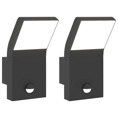 Vidaxx appliques d'extérieur, 2 pcs LED avec capteurs, fonte d'aluminium noir