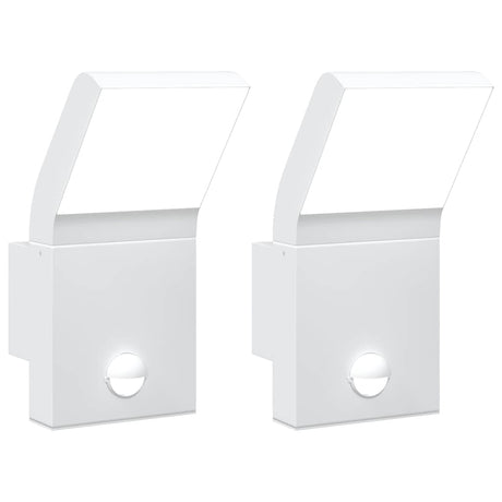 Vidaxx appliques d'extérieur 2 pcs LED avec capteurs fonte d'aluminium blanc
