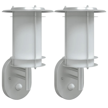 Vidaxx appliques d'extérieur 2 pcs avec capteurs acier inoxydable couleur argent
