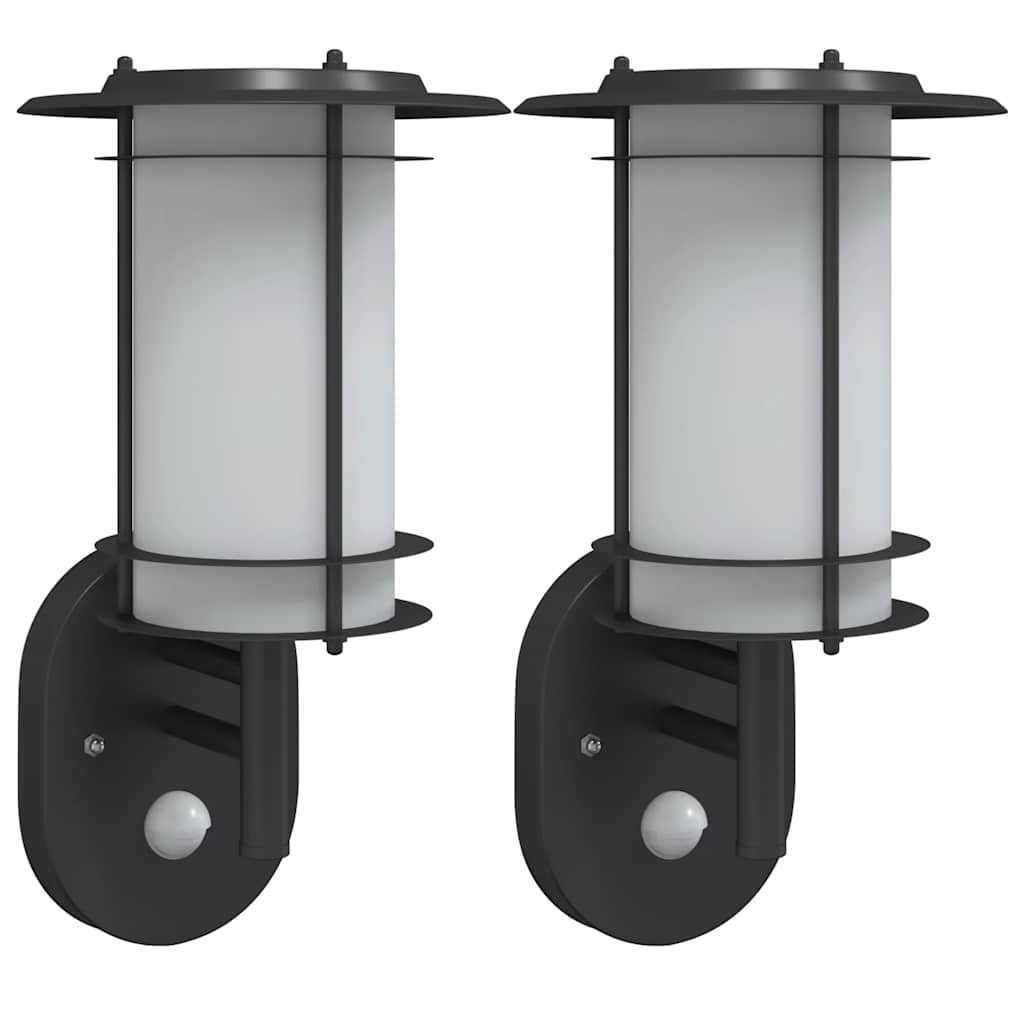 Vidaxx appliques d'extérieur 2 pcs avec capteurs acier inoxydable noir