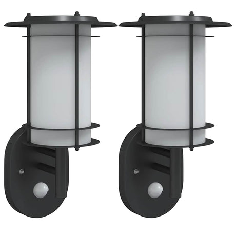 Vidaxx appliques d'extérieur 2 pcs avec capteurs acier inoxydable noir