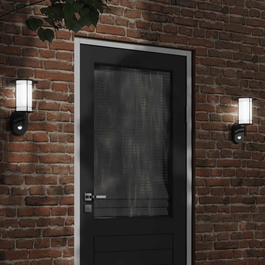 Vidaxx appliques d'extérieur 2 pcs avec capteurs acier inoxydable noir