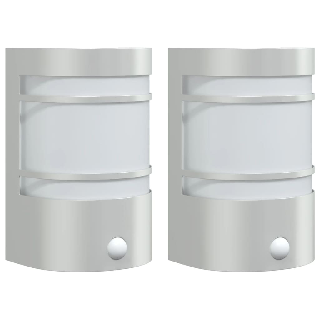 Vidaxx appliques d'extérieur 2 pcs avec capteurs acier inoxydable couleur argent