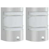 Vidaxx appliques d'extérieur 2 pcs avec capteurs acier inoxydable couleur argent