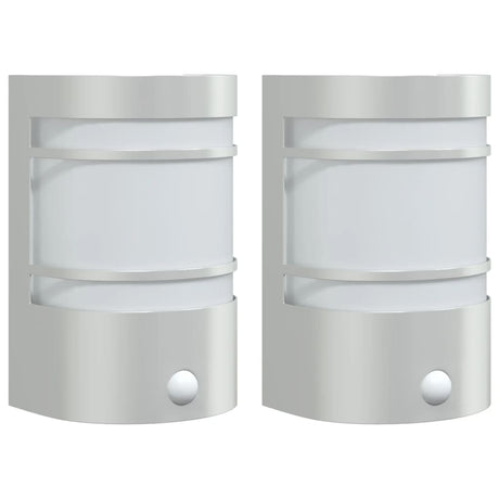 Vidaxx appliques d'extérieur 2 pcs avec capteurs acier inoxydable couleur argent