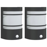Vidaxx appliques d'extérieur 2 pcs avec capteurs acier inoxydable noir