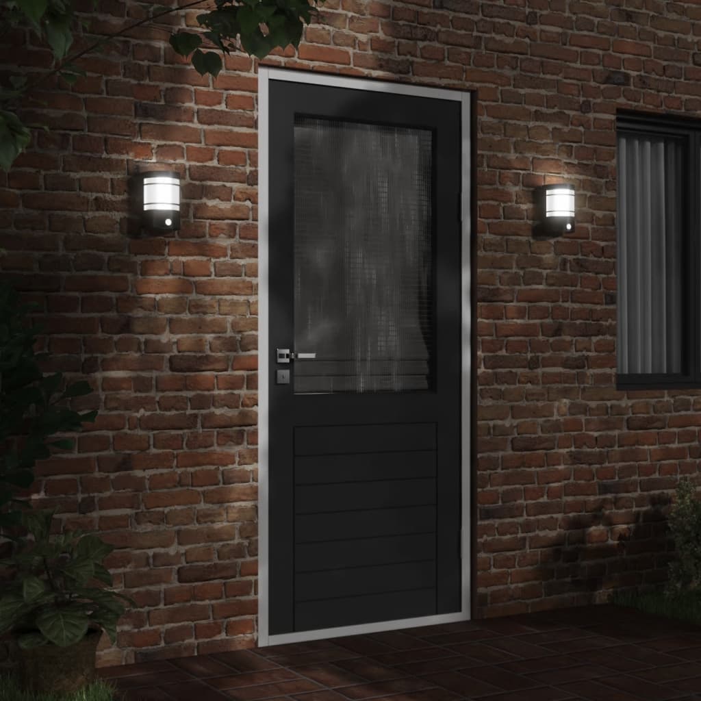Vidaxx appliques d'extérieur 2 pcs avec capteurs acier inoxydable noir