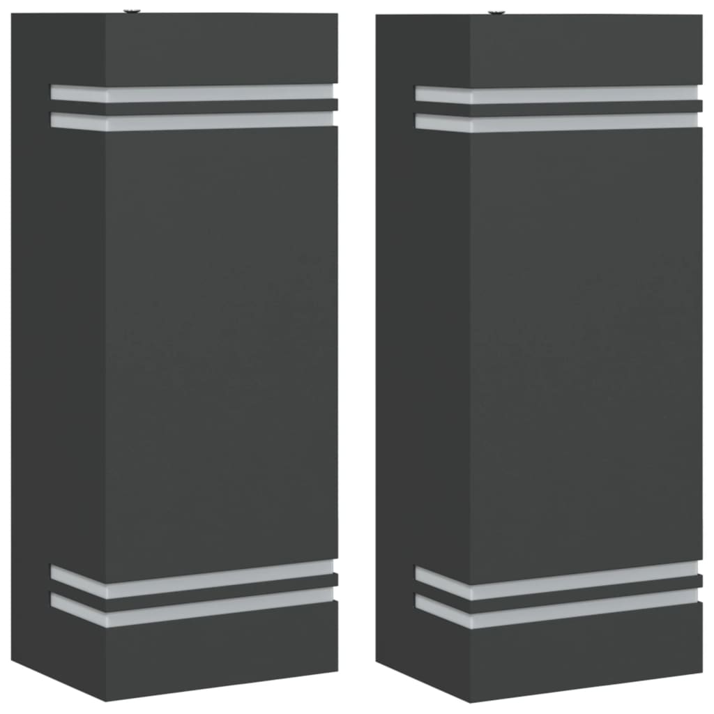 VidaXL appliques d'extérieur 2 pcs acier inoxydable noir