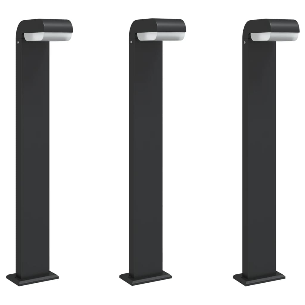 Vidaxx lampadaires d'extérieur 3 pcs 80 cm fonte d'aluminium noir