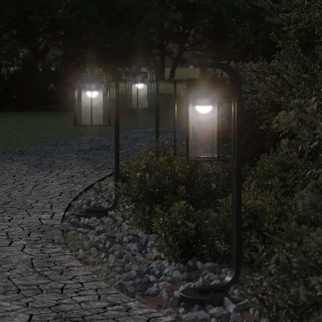 Vidaxx lampadaire d'extérieur 3 pcs 60 cm acier inoxydable noir