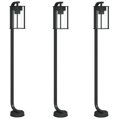 Vidaxx lampadaire d'extérieur 3 pcs 100 cm acier inoxydable noir