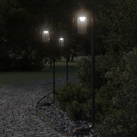 Vidaxx lampadaire d'extérieur 3 pcs 100 cm acier inoxydable noir
