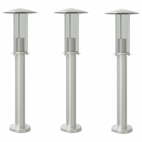 Vidaxx lampadaire d'extérieur 3 pcs 60 cm acier inoxydable couleur argent