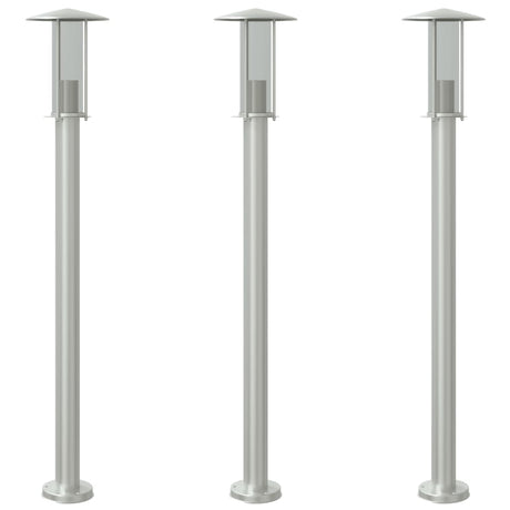 Vidaxx lampadaire d'extérieur 3 pcs 100 cm acier inoxydable couleur argent