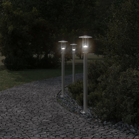 Vidaxx lampadaire d'extérieur 3 pcs 100 cm acier inoxydable couleur argent