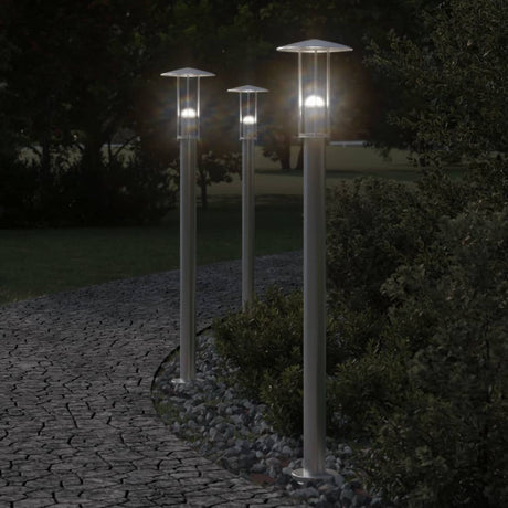Vidaxx lampadaire d'extérieur 3 pcs 100 cm acier inoxydable couleur argent