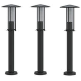 Vidaxx lampadaire d'extérieur 3 pcs 60 cm acier inoxydable noir