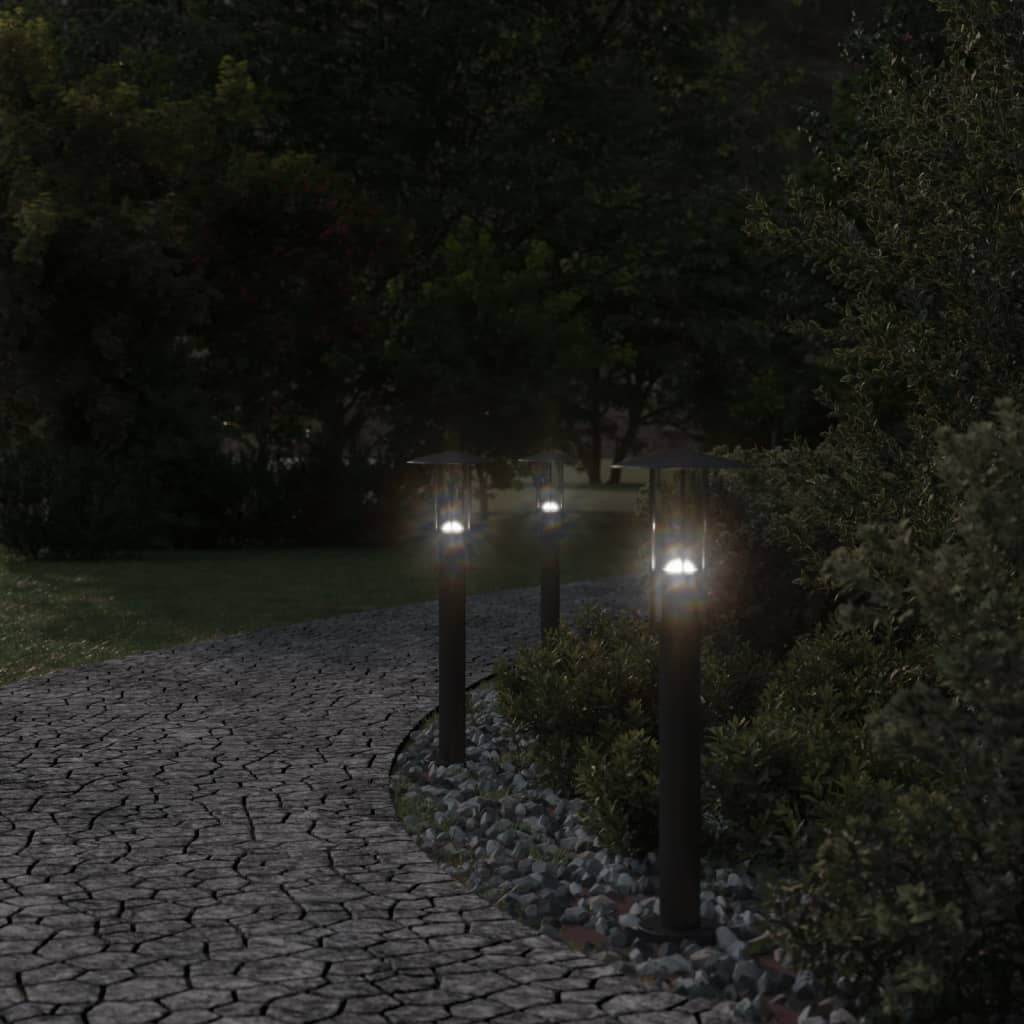 Vidaxx lampadaire d'extérieur 3 pcs 60 cm acier inoxydable noir