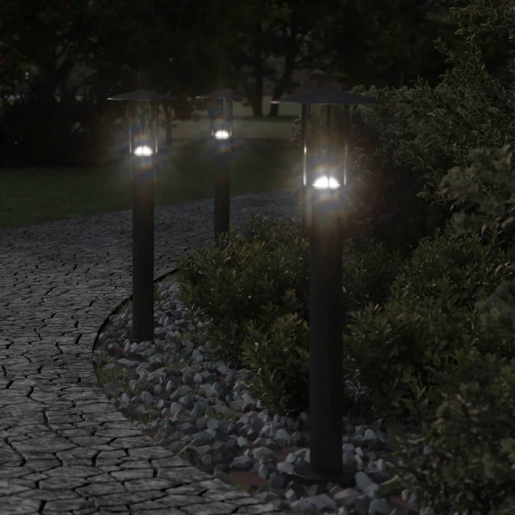 Vidaxx lampadaire d'extérieur 3 pcs 60 cm acier inoxydable noir