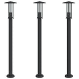 Vidaxx lampadaire d'extérieur 3 pcs 100 cm acier inoxydable noir