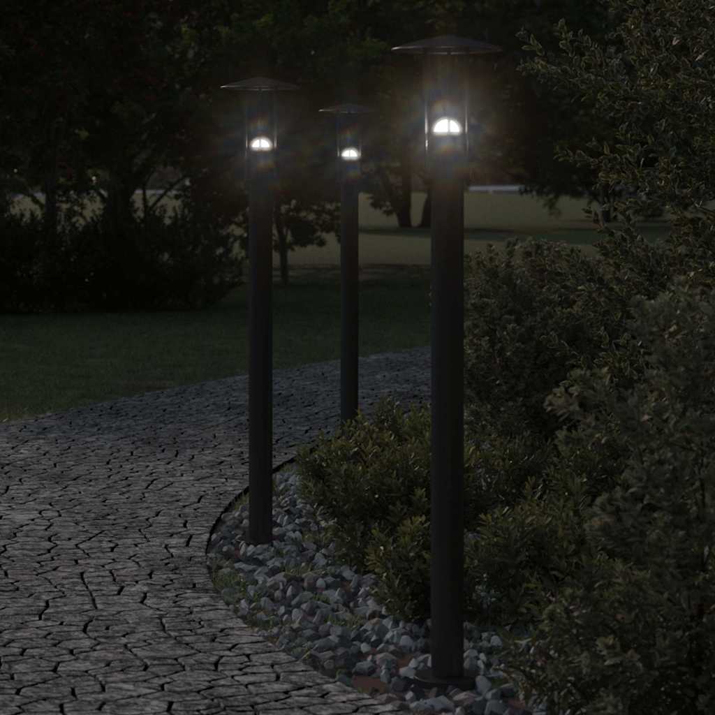 Vidaxx lampadaire d'extérieur 3 pcs 100 cm acier inoxydable noir