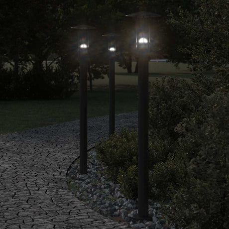 Vidaxx lampadaire d'extérieur 3 pcs 100 cm acier inoxydable noir