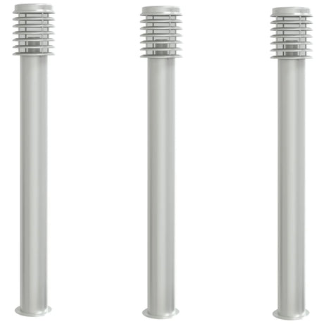 Vidaxx lampadaire d'extérieur 3 pcs 110 cm acier inoxydable couleur argent