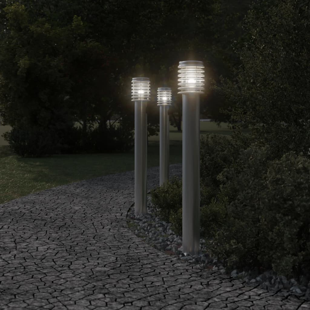 Vidaxx lampadaire d'extérieur 3 pcs 110 cm acier inoxydable couleur argent
