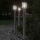 Vidaxx lampadaire d'extérieur 3 pcs 110 cm acier inoxydable couleur argent