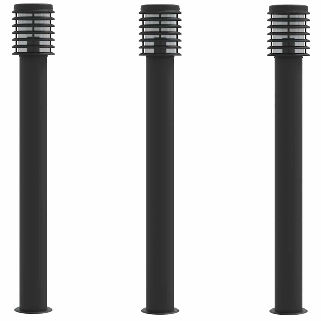 Vidaxx lampadaire d'extérieur 3 pcs 110 cm acier inoxydable noir