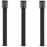 Vidaxx lampadaire d'extérieur 3 pcs 110 cm acier inoxydable noir