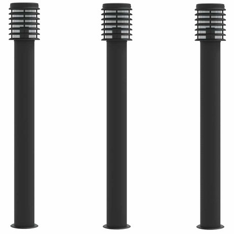 Vidaxx lampadaire d'extérieur 3 pcs 110 cm acier inoxydable noir