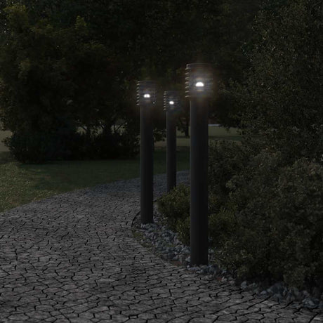 Vidaxx lampadaire d'extérieur 3 pcs 110 cm acier inoxydable noir