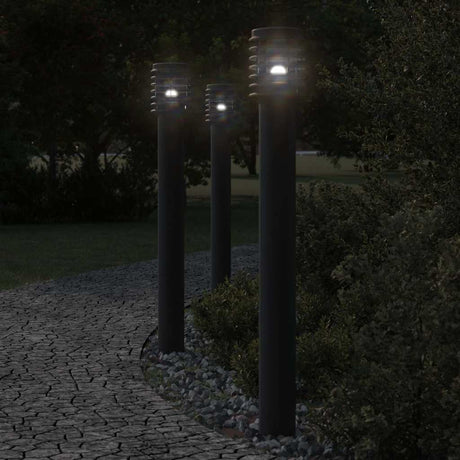 Vidaxx lampadaire d'extérieur 3 pcs 110 cm acier inoxydable noir